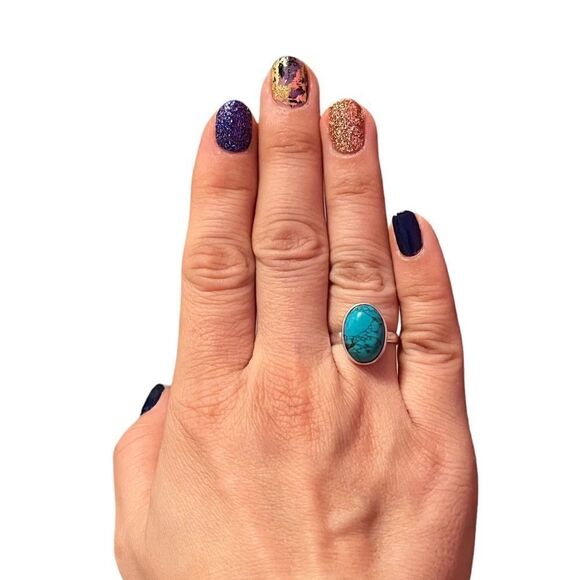NEW Silver Plated Oval Turquoise Ring Size 6.5 - Picture 5 of 5